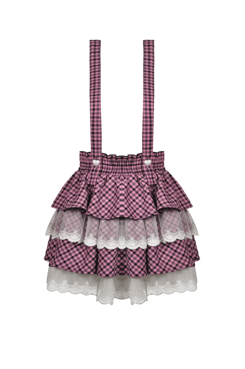Stylish Pink Kawaii Pleated Skirt with Lace Trim