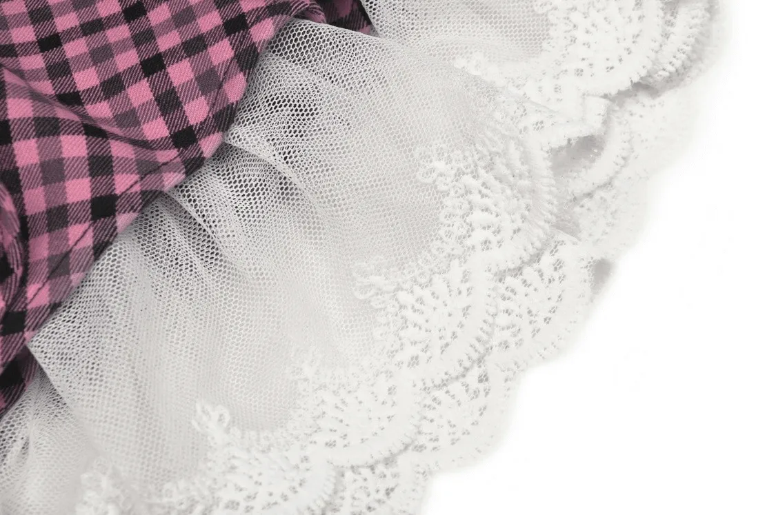 Stylish Pink Kawaii Pleated Skirt with Lace Trim