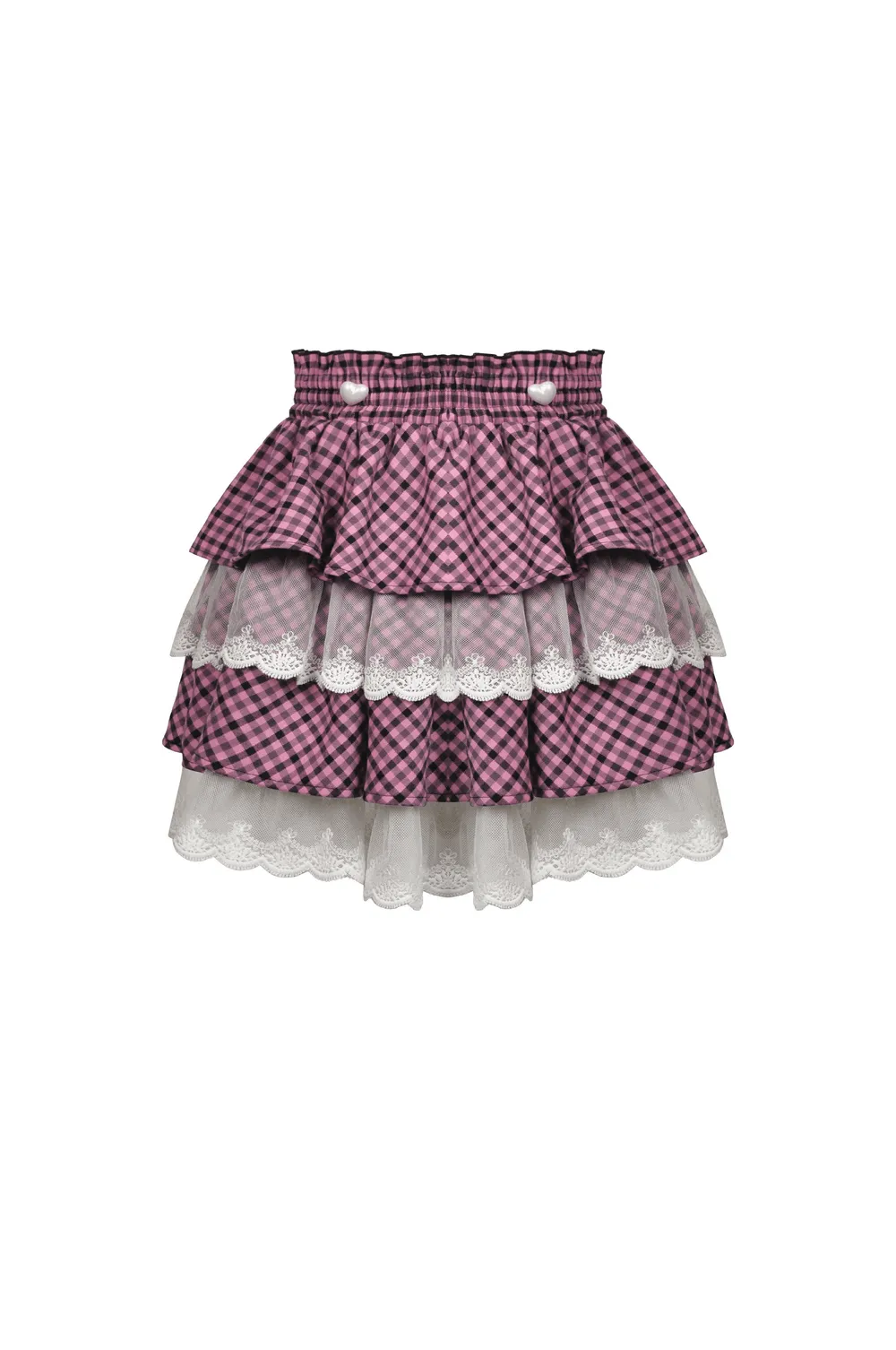 Stylish Pink Kawaii Pleated Skirt with Lace Trim