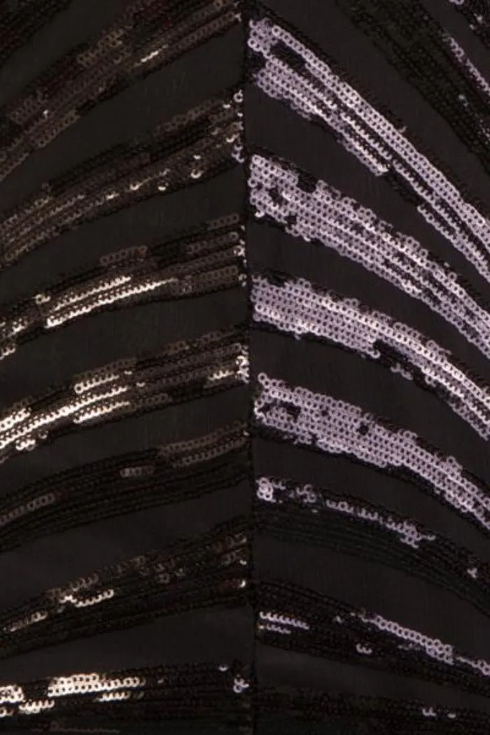 Temptation Black Plunge Sequin Hourglass Illusion Jumpsuit