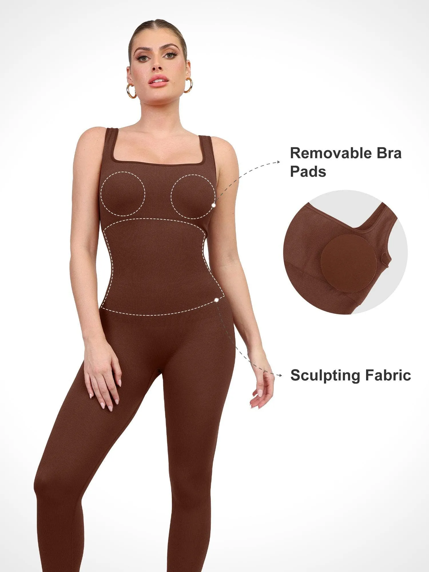 The Shapewear Jumpsuit Seamless Square Neck One Piece Sport For Insiders