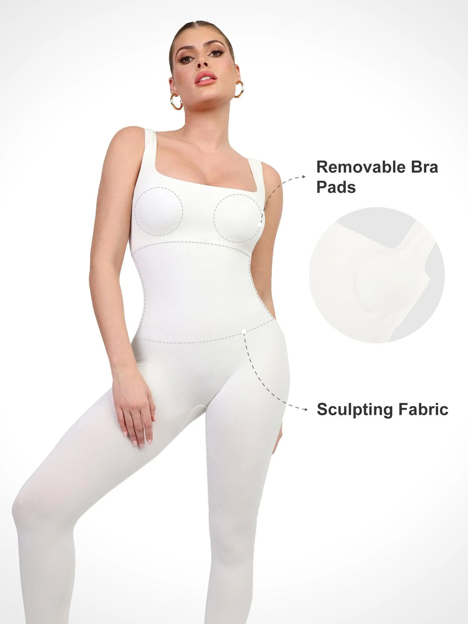 The Shapewear Jumpsuit Seamless Square Neck One Piece Sport For Insiders