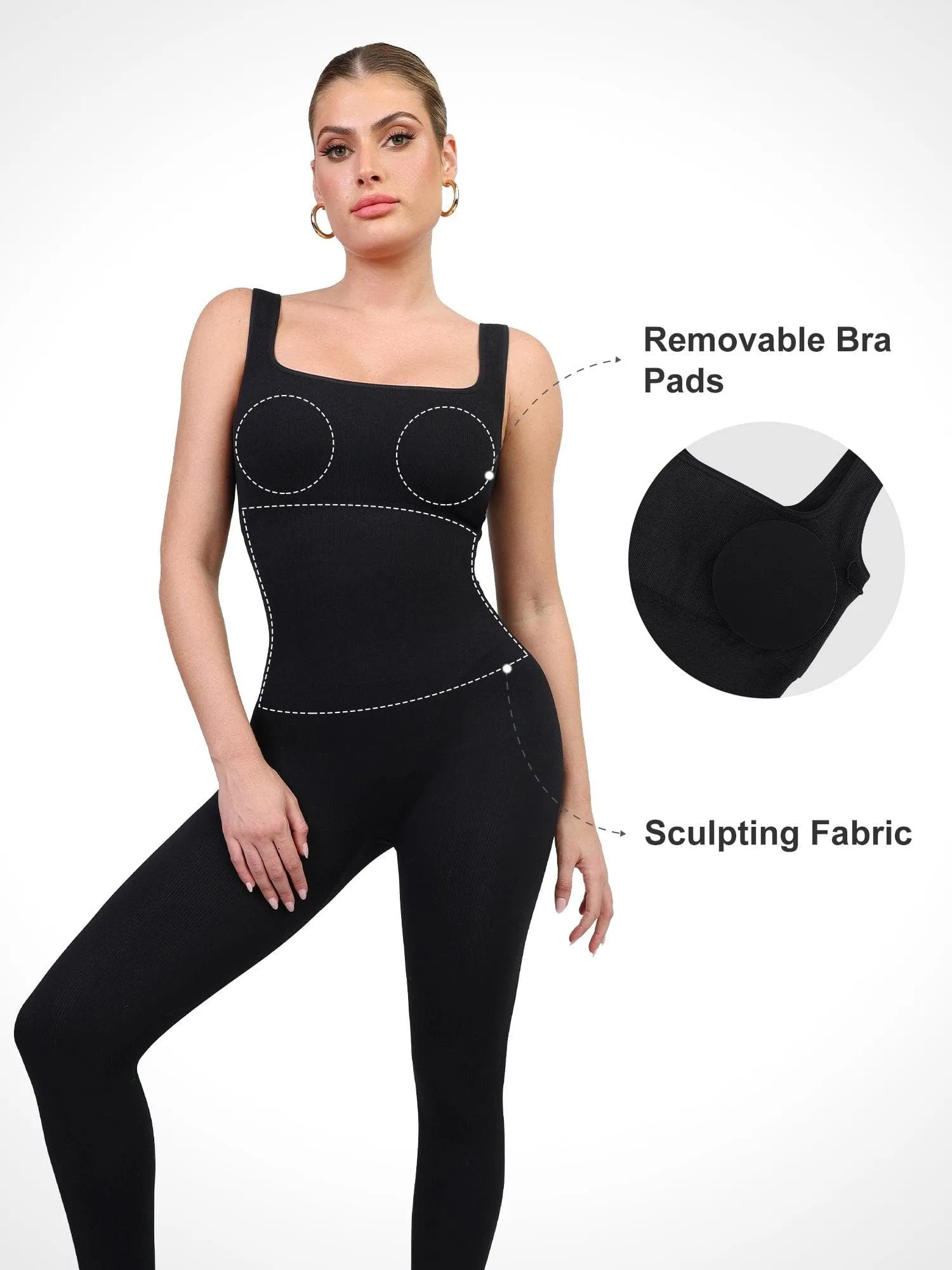 The Shapewear Jumpsuit Seamless Square Neck One Piece Sport For Insiders
