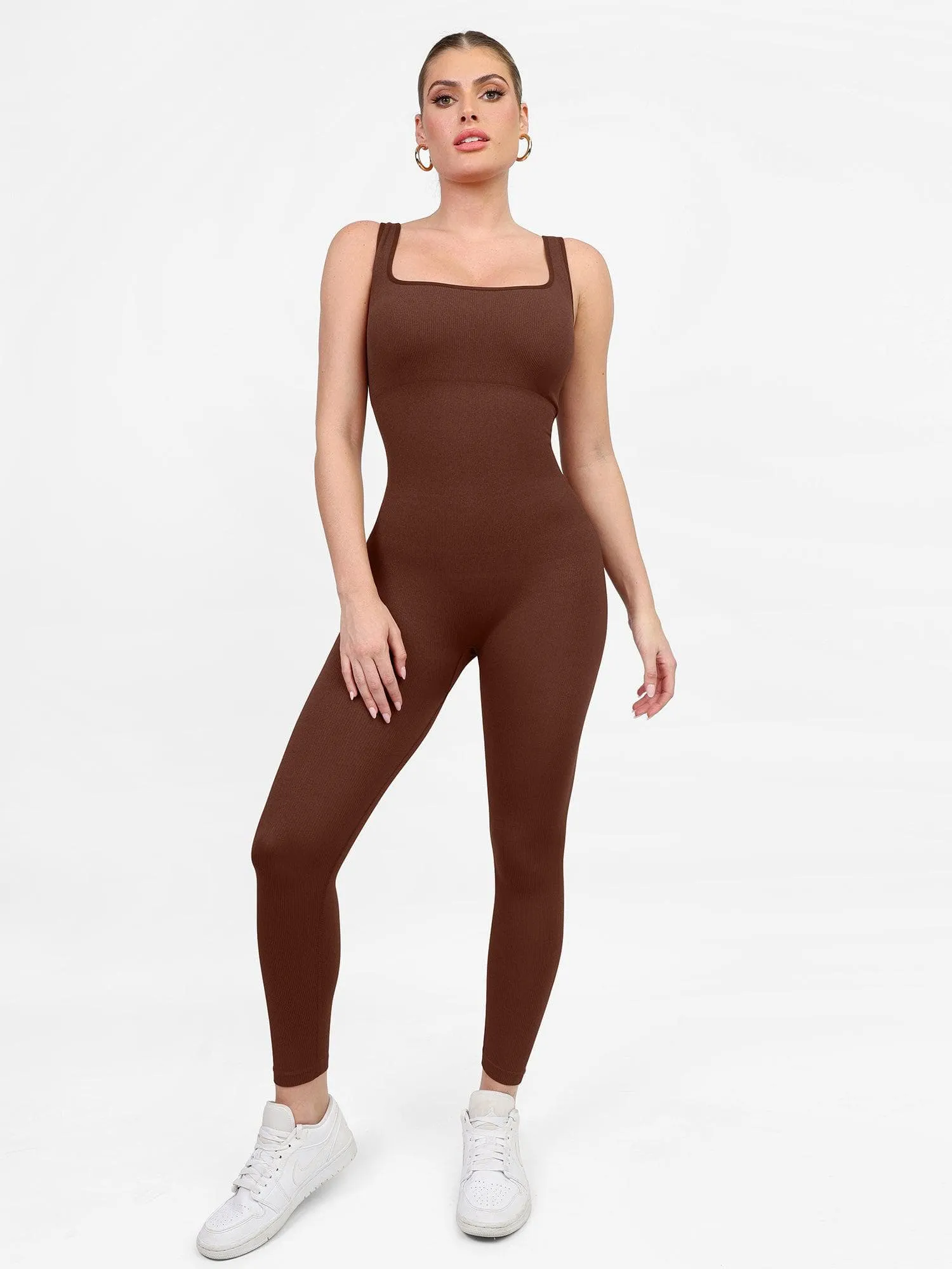 The Shapewear Jumpsuit Seamless Square Neck One Piece Sport For Insiders