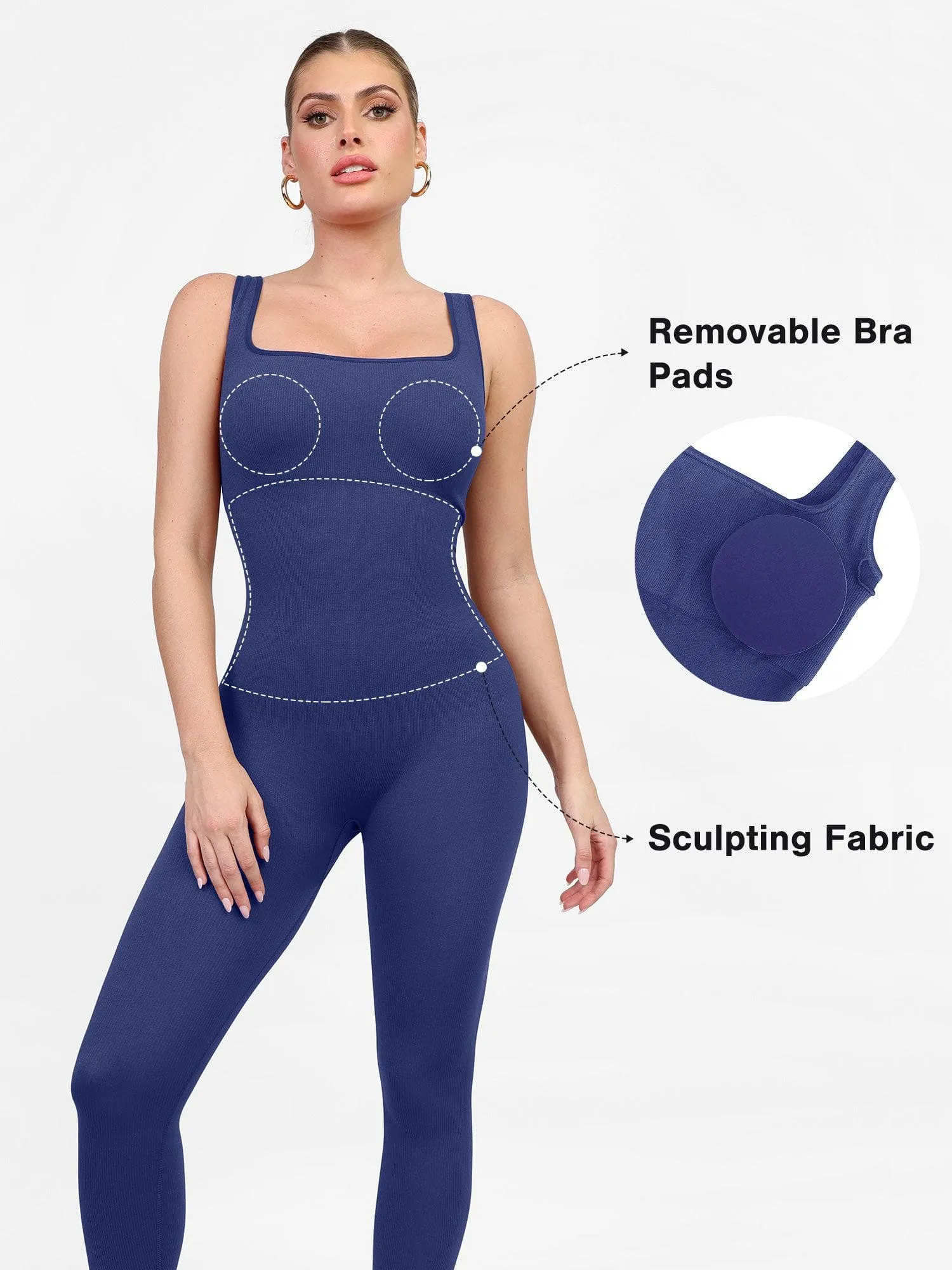 The Shapewear Jumpsuit Seamless Square Neck One Piece Sport For Insiders
