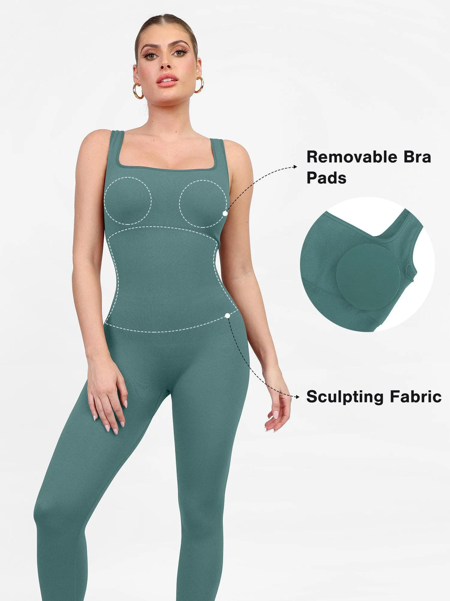 The Shapewear Jumpsuit Seamless Square Neck One Piece Sport For Insiders