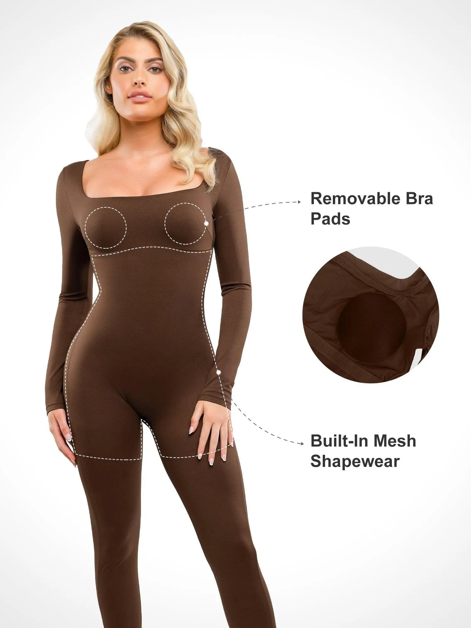 The Shapewear Jumpsuit Square-Neck One Piece Long Sleeve For Insiders