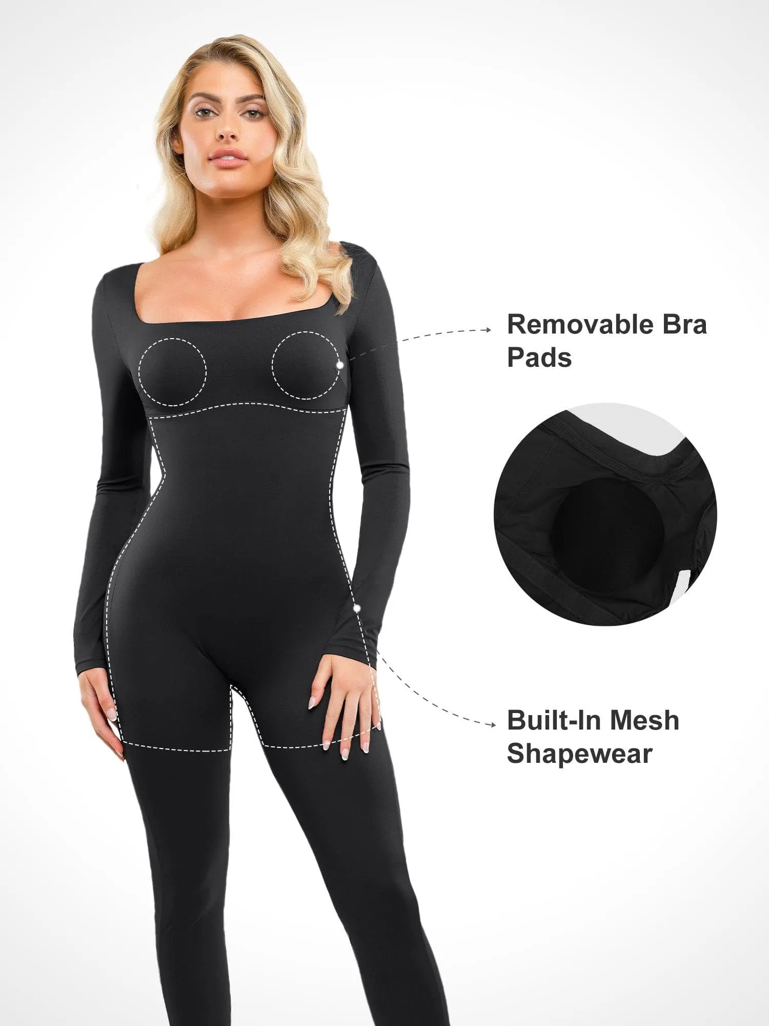 The Shapewear Jumpsuit Square-Neck One Piece Long Sleeve For Insiders