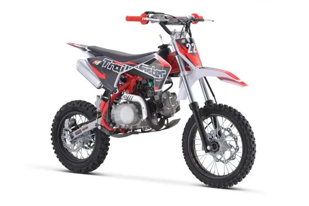 Trailmaster TM22 Dirt Bike, Air Cooled 124cc 4 Stroke  4 Speed  Manual Transmission, 29.13 Seat Height, Kick  Start, 14 inch Front Tire,