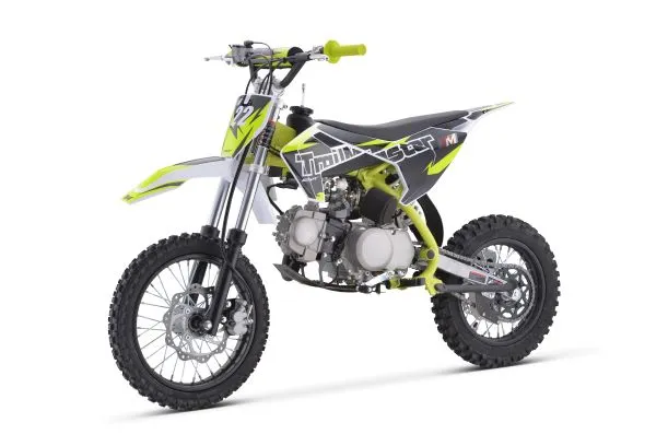 Trailmaster TM22 Dirt Bike, Air Cooled 124cc 4 Stroke  4 Speed  Manual Transmission, 29.13 Seat Height, Kick  Start, 14 inch Front Tire,