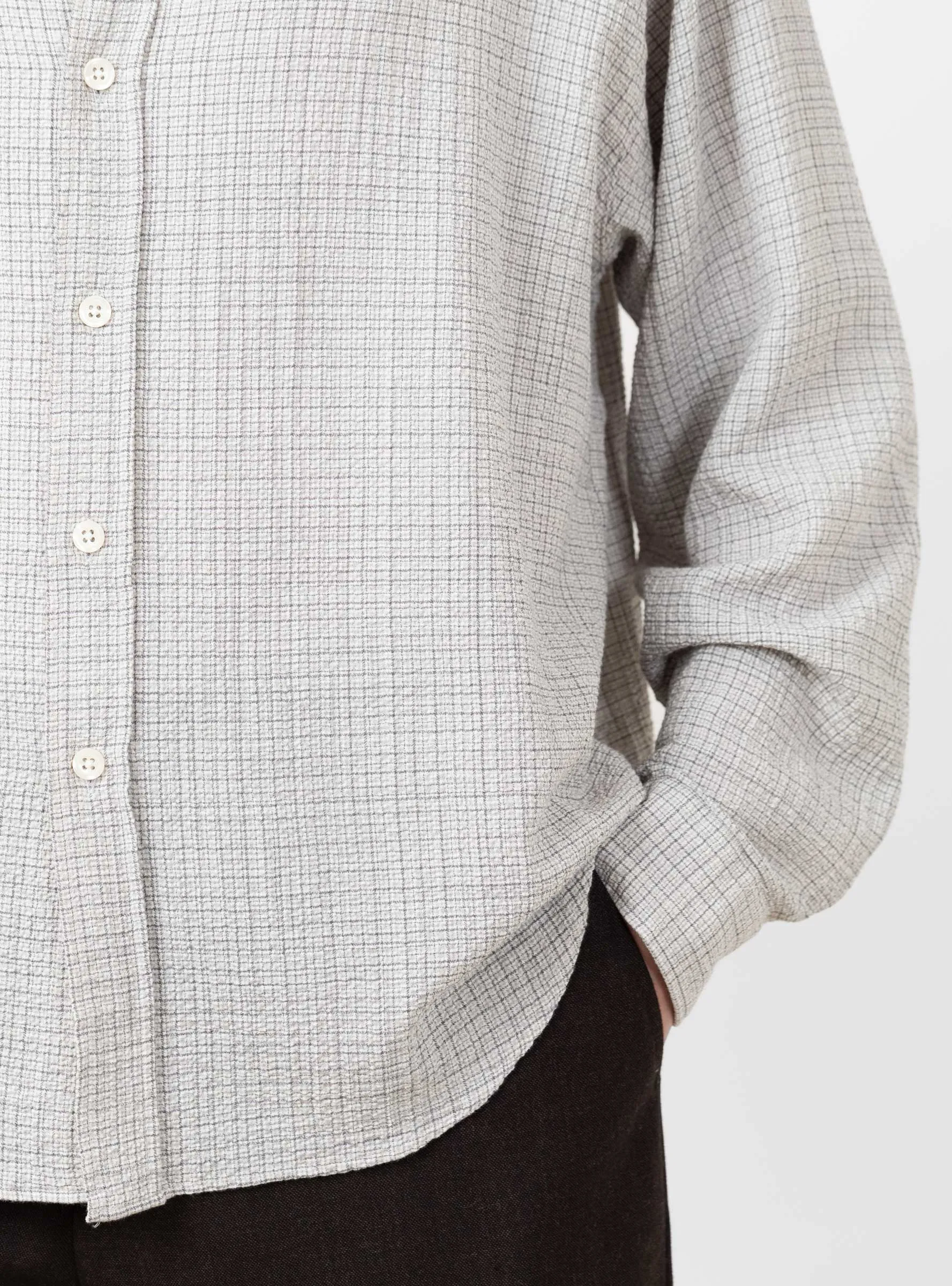 Vacation Shirt Grey Check Seersucker
