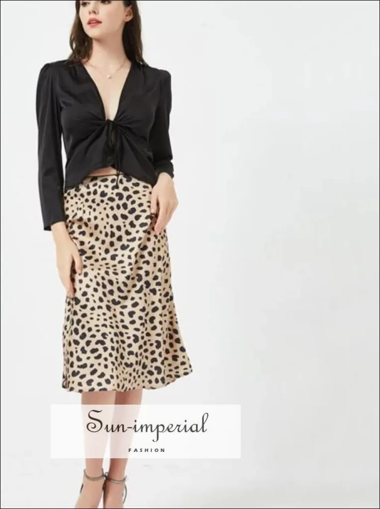 Women Leopard Print A-line Skirt Leopard Long Skirt