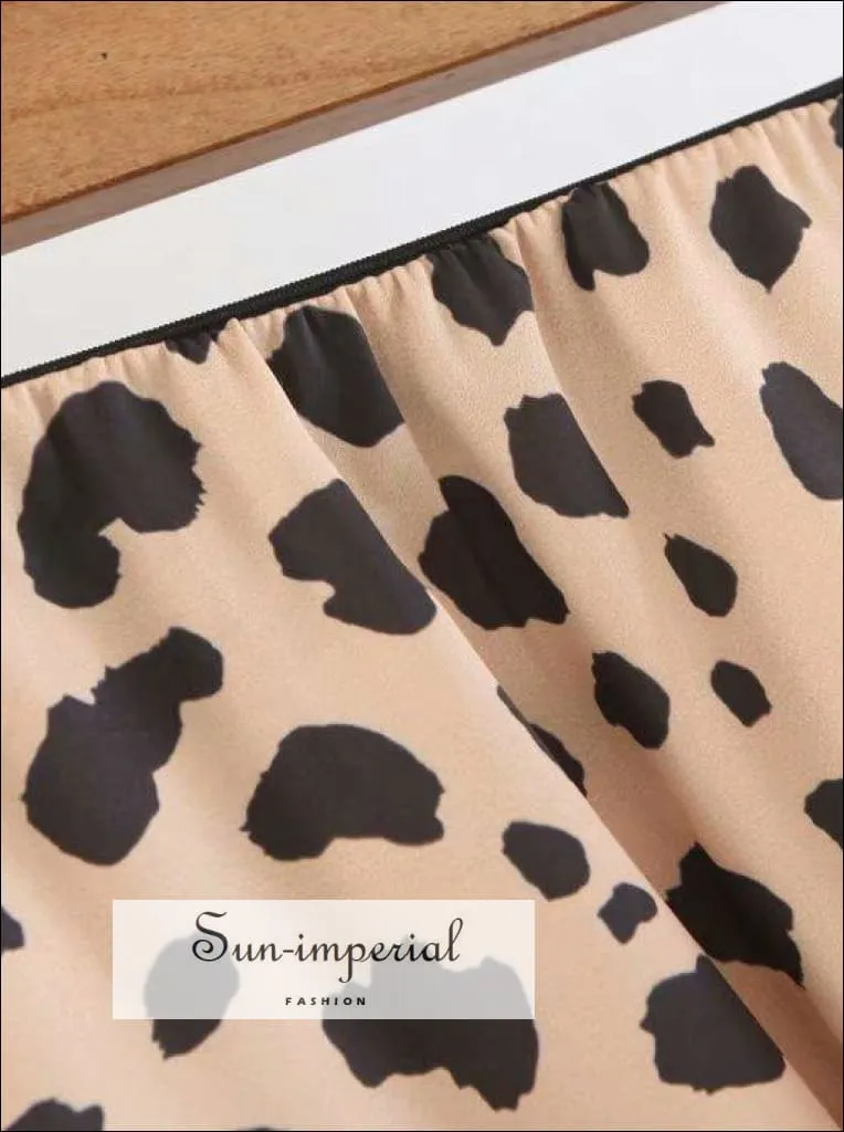Women Leopard Print A-line Skirt Leopard Long Skirt