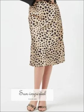 Women Leopard Print A-line Skirt Leopard Long Skirt