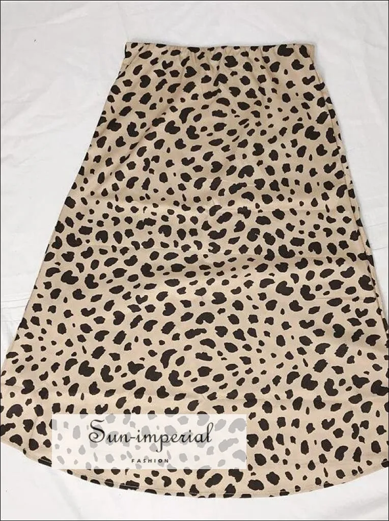 Women Leopard Print A-line Skirt Leopard Long Skirt