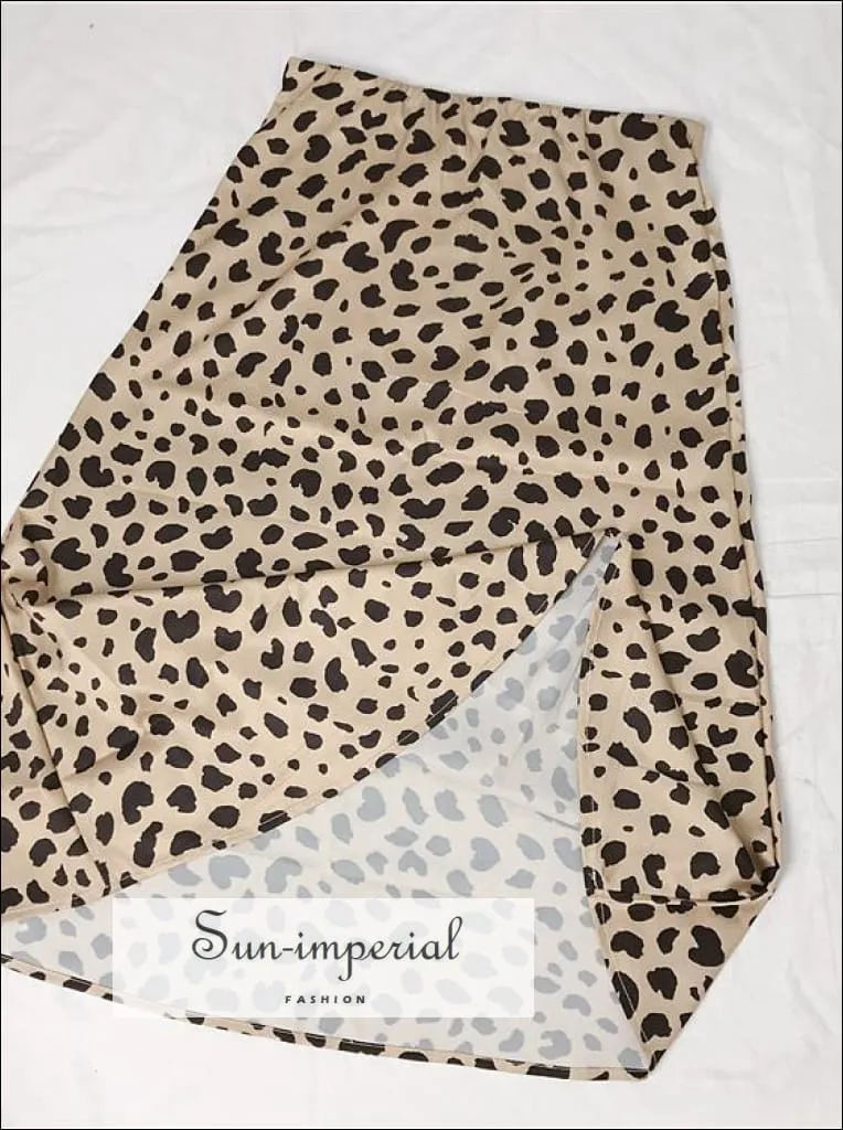 Women Leopard Print A-line Skirt Leopard Long Skirt