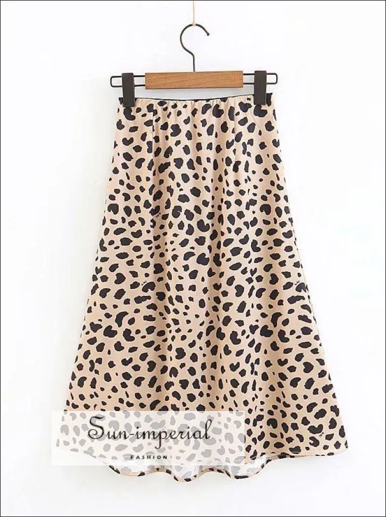Women Leopard Print A-line Skirt Leopard Long Skirt