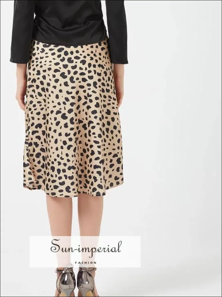 Women Leopard Print A-line Skirt Leopard Long Skirt