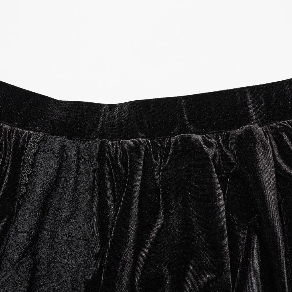 Women's Plus Size Gothic Layered Lace Splice Velvet Skirt
