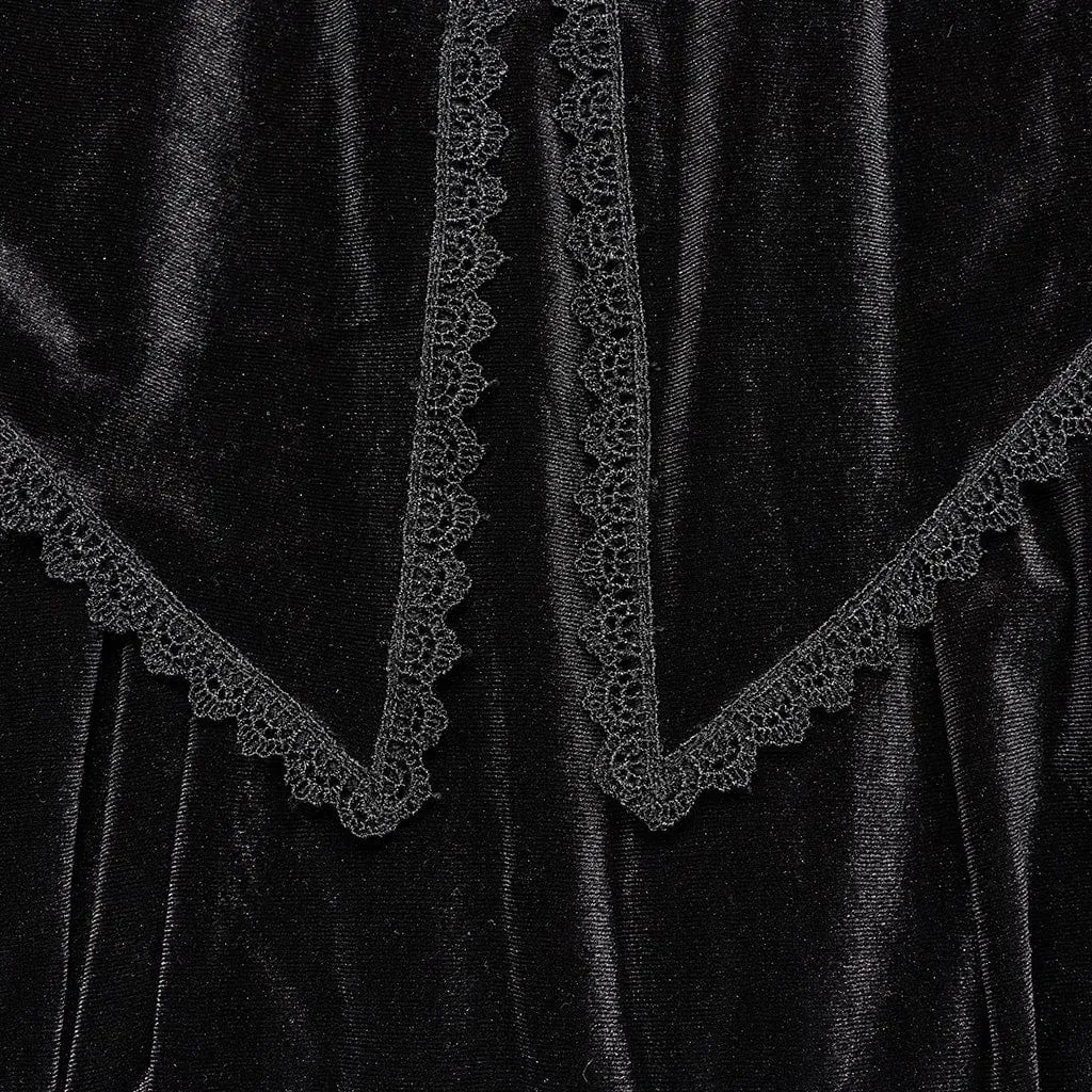Women's Plus Size Gothic Layered Lace Splice Velvet Skirt